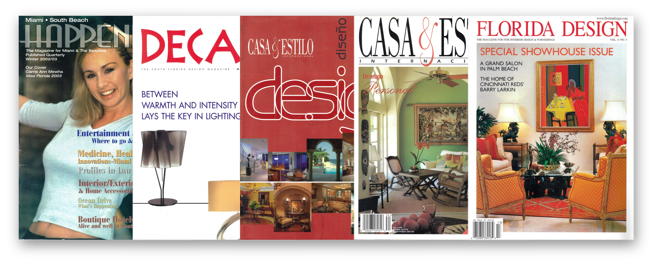 Marta Cecilia featured on the covers of five leading design publications including Florida Design, DECASA, Casa & Estilo Internacional, and Happenings Magazine